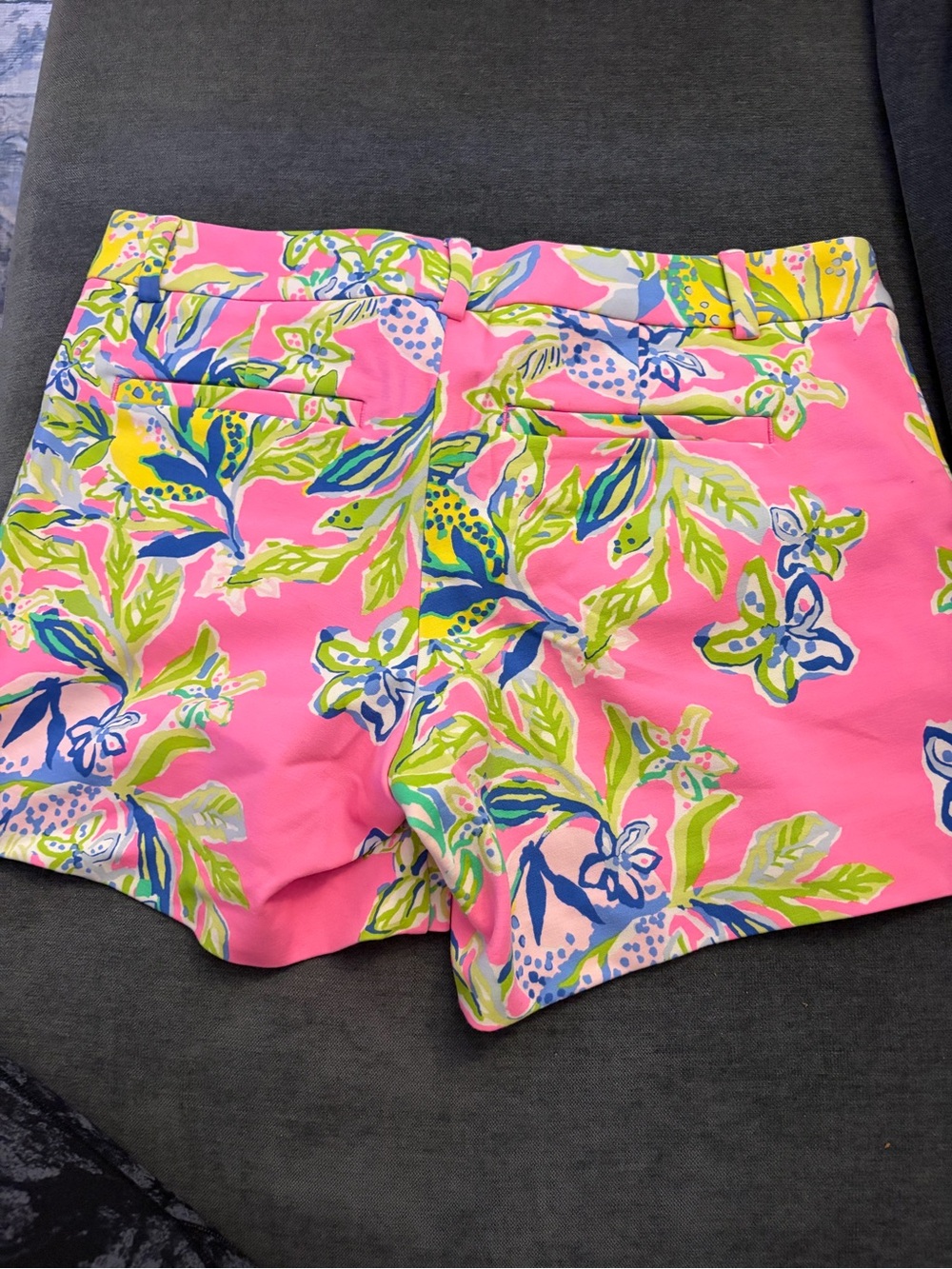 Lilly Pulitzer Pink Floral Print Bermuda Shorts with Blue and Lime Accents